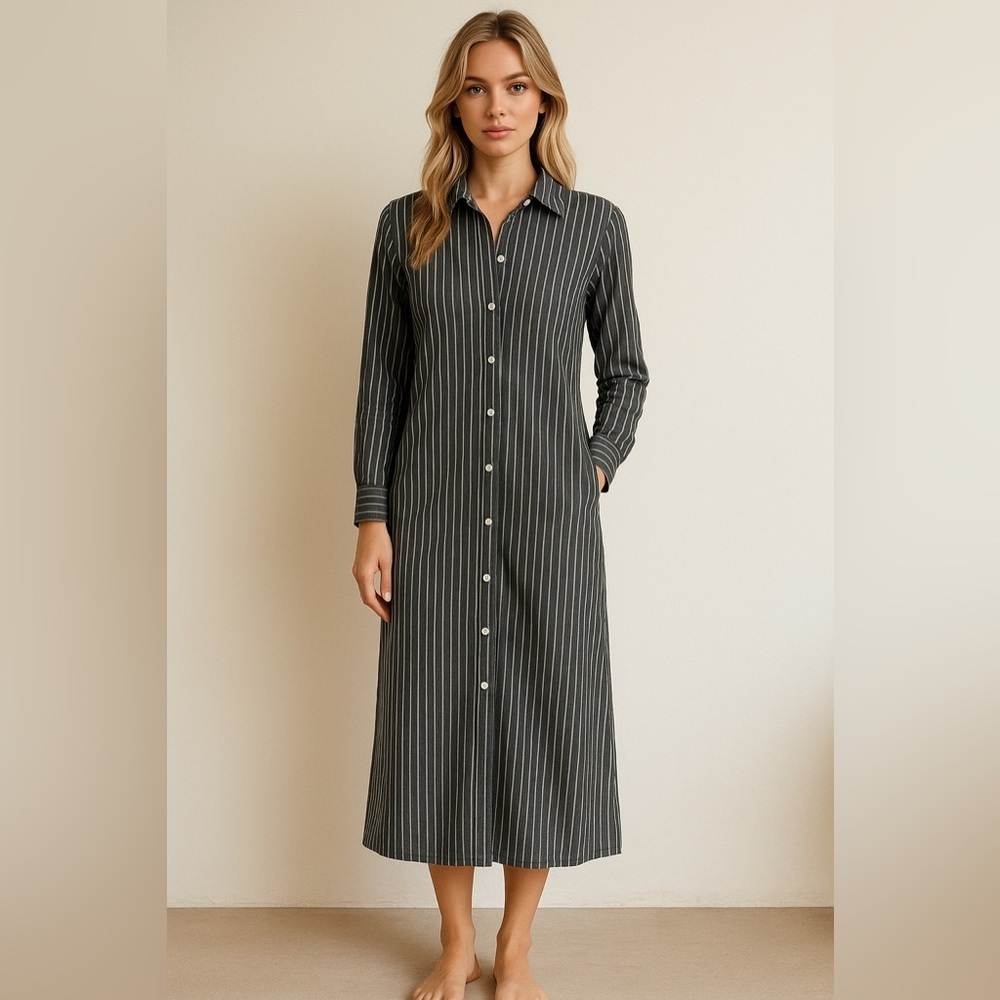 Mille Resort & Travel Striped Maxi Button Up Dress Belted Size XXS - Picture 2 of 6